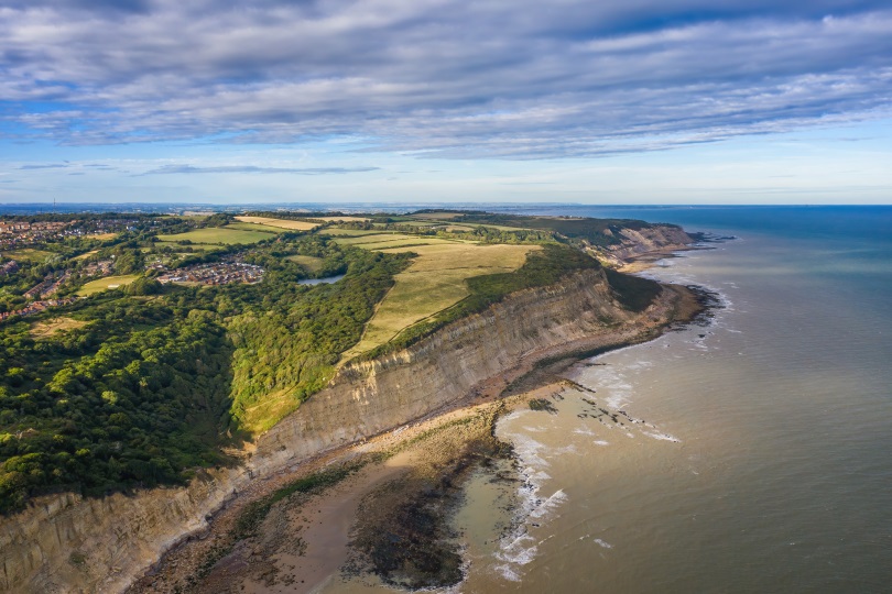 Aerial photo of the coastline around Hastings and Fairlight in East Sussex